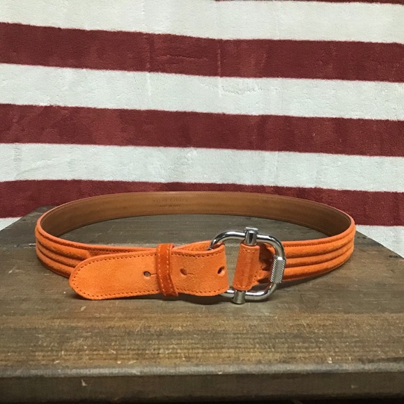 EUC Ralph Lauren orange suede Italian bed sz M